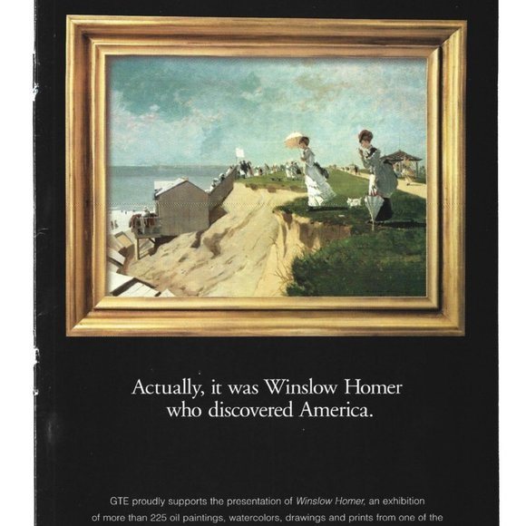 Winslow Homer Art Exhibition GTE Metropolitan Museum 1990s Vintage Print Ad - Picture 2 of 2